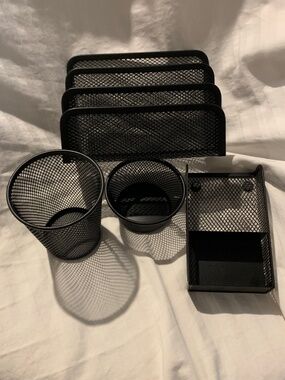 Black Metal Mesh Desk Organizers